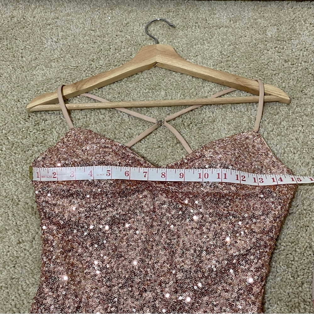 La Femme Sparkling Tan Maxi Dress - Picture 14 of 16